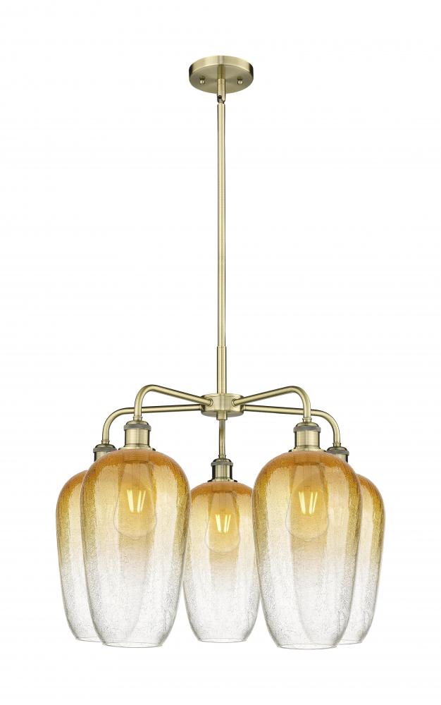 Brookhaven Flute - 5 Light - 26 inch - Antique Brass - Stem hung - Chandelier