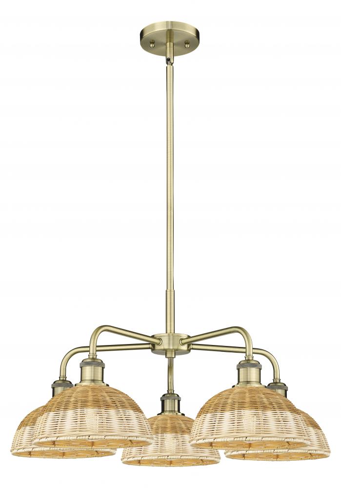 Bristol Natural II - 5 Light - 28 inch - Antique Brass - Stem hung - Chandelier