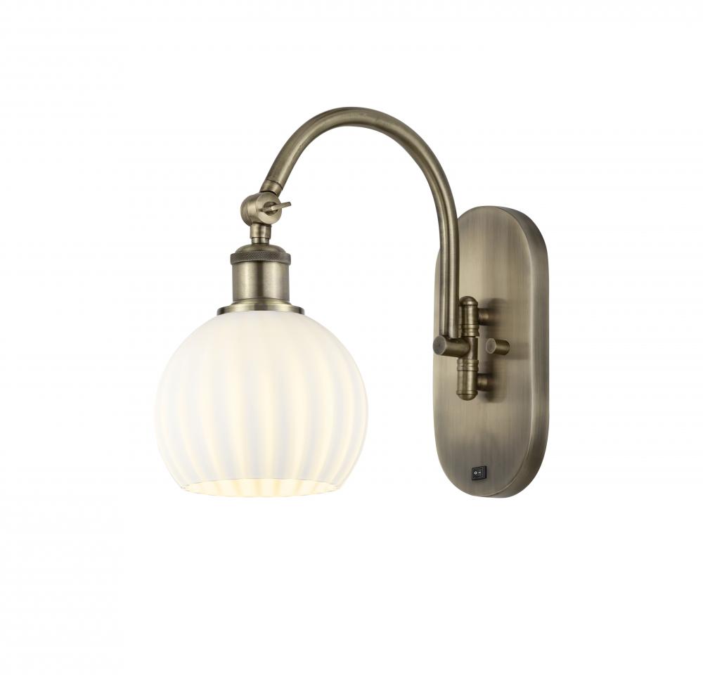 White Venetian - 1 Light - 6 inch - Antique Brass - Adjustable Swing Arm