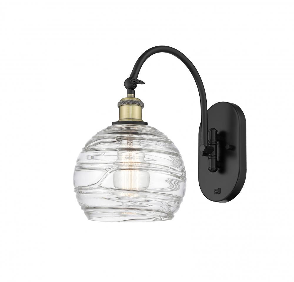 Athens Deco Swirl - 1 Light - 8 inch - Black Antique Brass - Adjustable Swing Arm