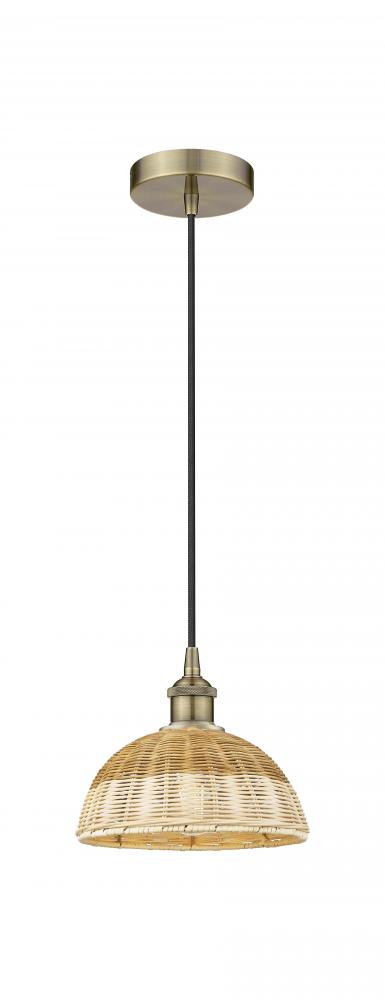 Natural Ballston Dome - 1 Light - 6 inch - Antique Brass - Cord hung - Mini Pendant