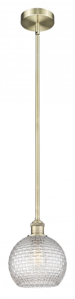 Athens - 1 Light - 8 inch - Antique Brass - Stem hung - Mini Pendant
