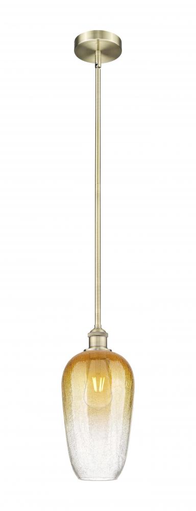 Brookhaven Flute - 1 Light - 7 inch - Antique Brass - Stem hung - Mini Pendant