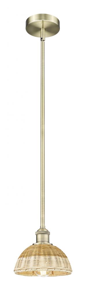 Bristol Natural II - 1 Light - 8 inch - Antique Brass - Stem hung - Mini Pendant