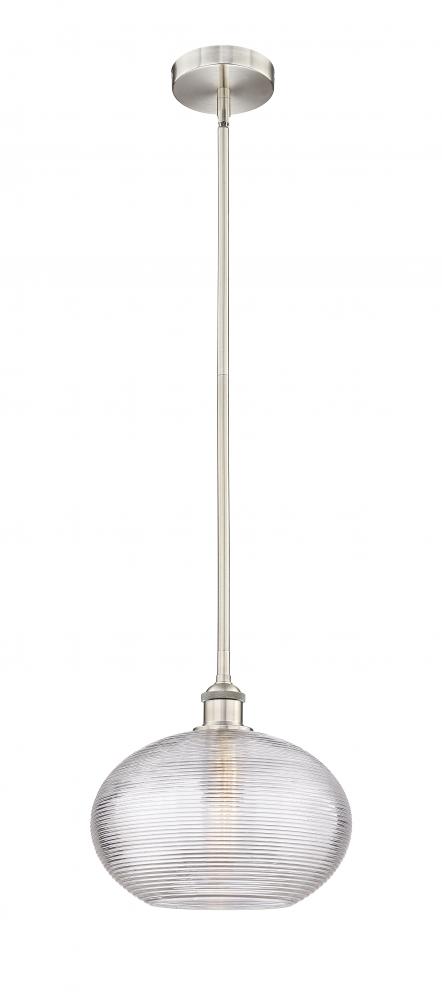 Ithaca - 1 Light - 12 inch - Brushed Satin Nickel - Stem hung - Mini Pendant