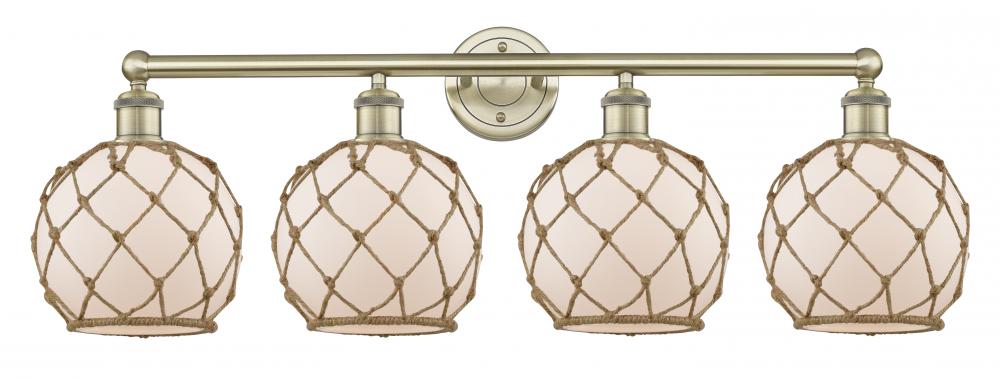 Farmhouse Rope - 4 Light - 35 inch - Antique Brass - Bath Vanity Light