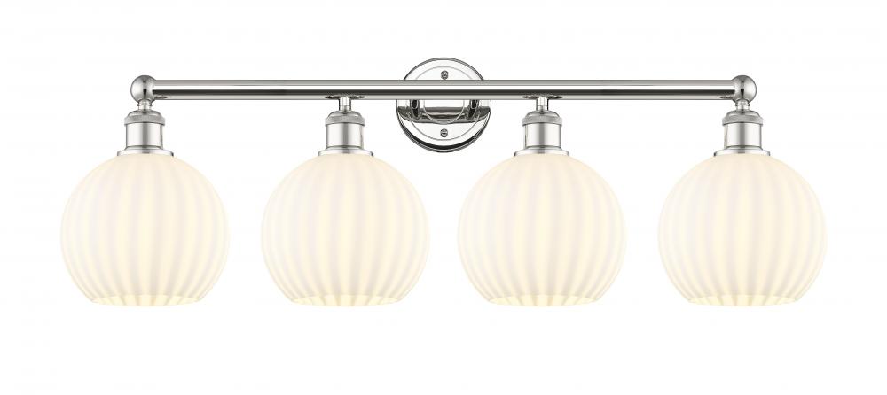 White Venetian - 4 Light - 35 inch - Polished Nickel - Bath Vanity Light