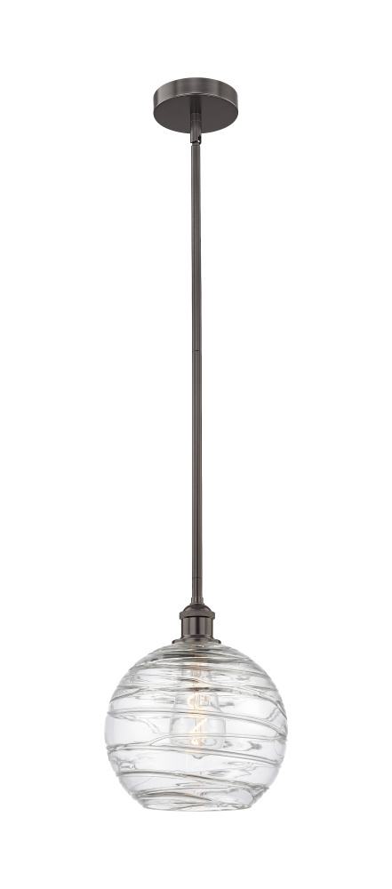 Athens Deco Swirl - 1 Light - 10 inch - Matte Black - Stem hung - Mini Pendant