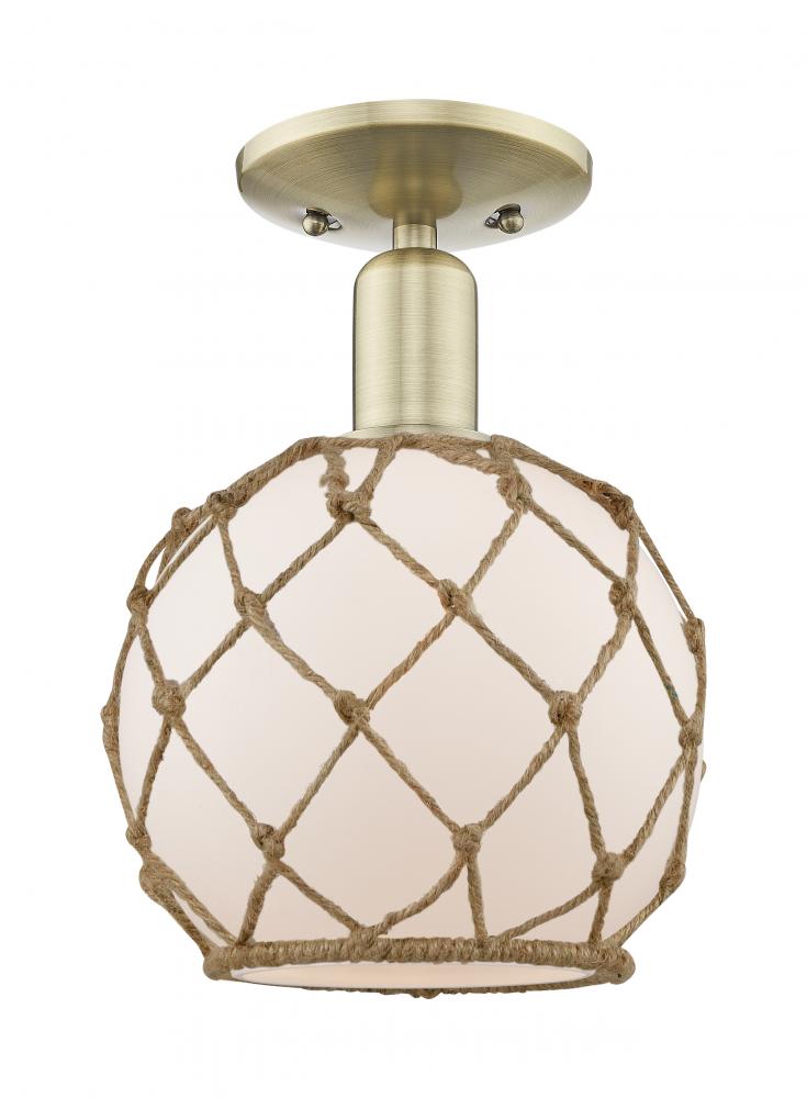 Farmhouse Rope - 1 Light - 8 inch - Antique Brass - Semi-Flush Mount