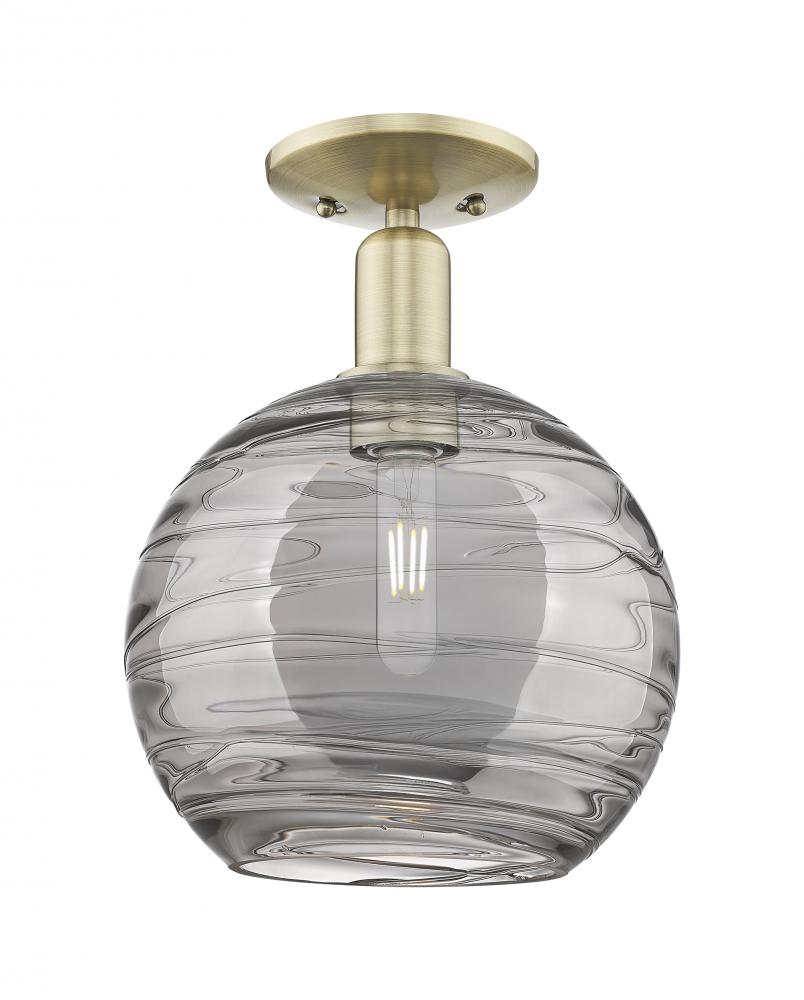 Athens Deco Swirl - 1 Light - 10 inch - Antique Brass - Semi-Flush Mount