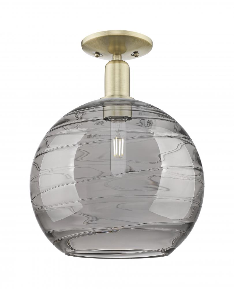 Athens Deco Swirl - 1 Light - 12 inch - Antique Brass - Semi-Flush Mount