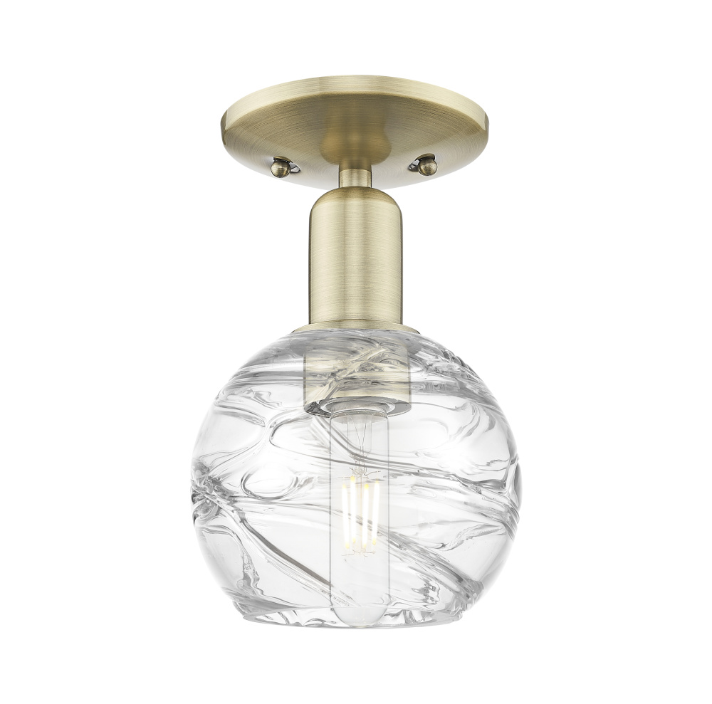 Athens Deco Swirl - 1 Light - 6 inch - Antique Brass - Semi-Flush Mount