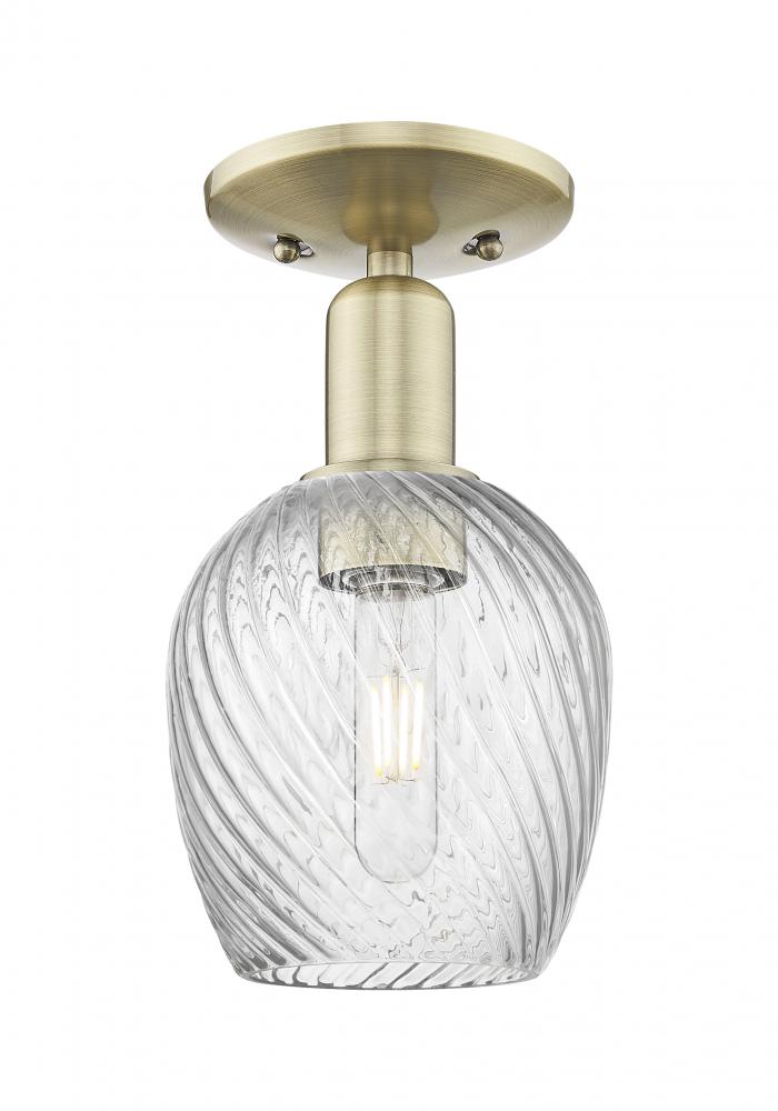 Salina - 1 Light - 6 inch - Antique Brass - Semi-Flush Mount