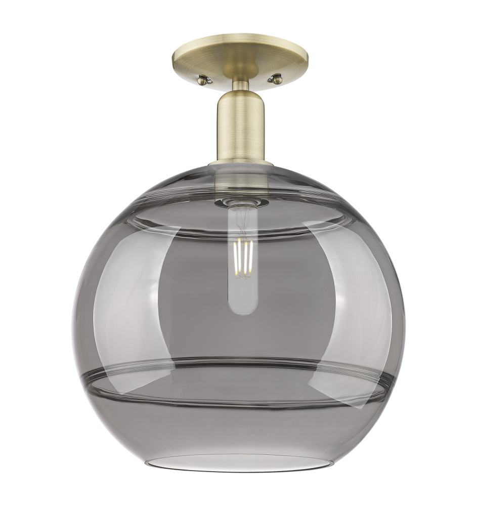 Rochester - 1 Light - 12 inch - Antique Brass - Semi-Flush Mount