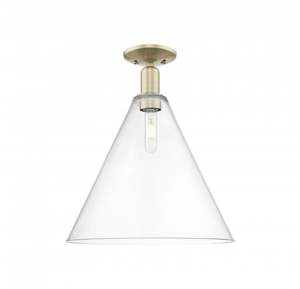 Berkshire Glass - 1 Light - 16 inch - Antique Brass - Semi-Flush Mount