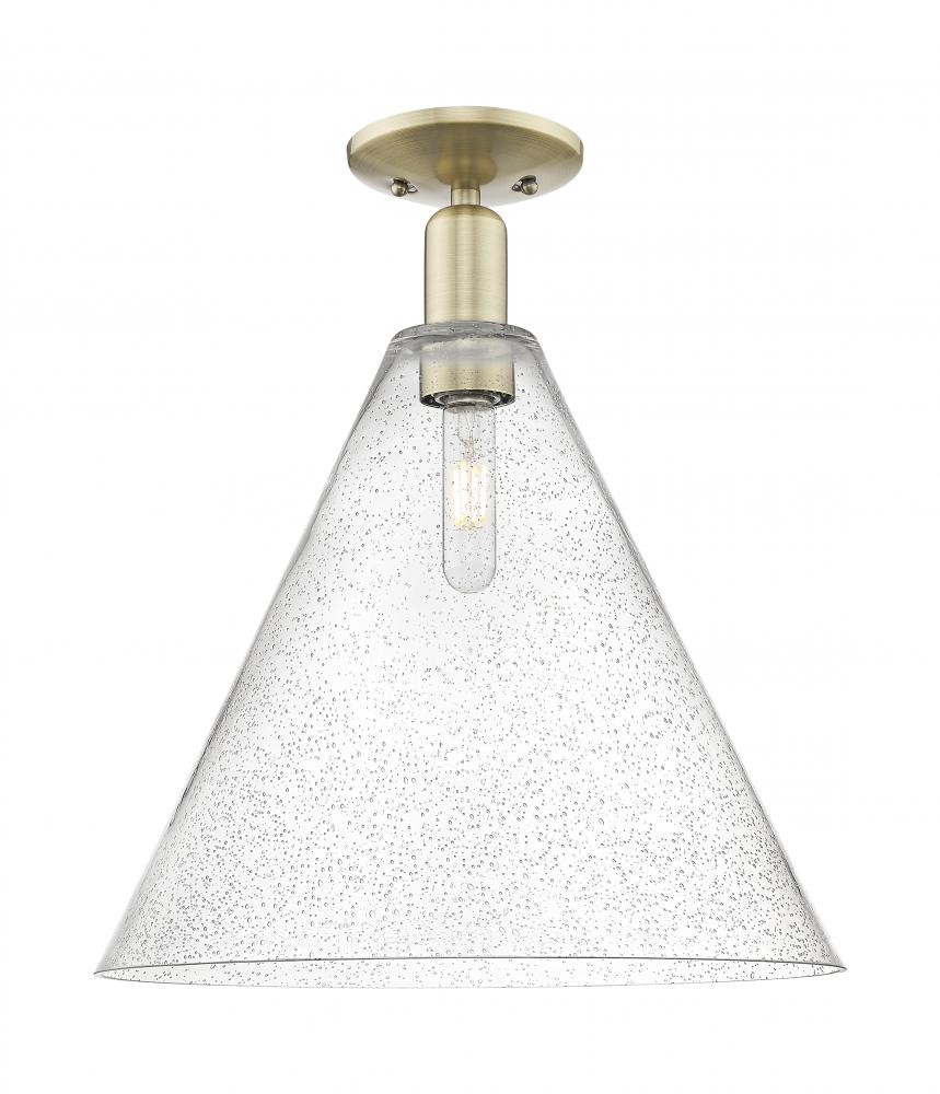 Berkshire Glass - 1 Light - 16 inch - Antique Brass - Semi-Flush Mount