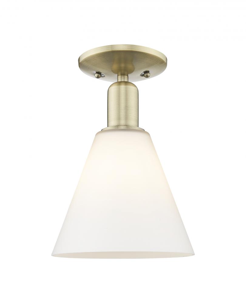 Berkshire Glass - 1 Light - 8 inch - Antique Brass - Semi-Flush Mount