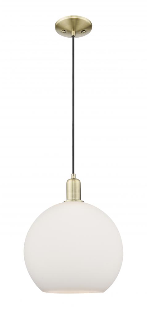 Athens - 1 Light - 12 inch - Antique Brass - Cord hung - Mini Pendant