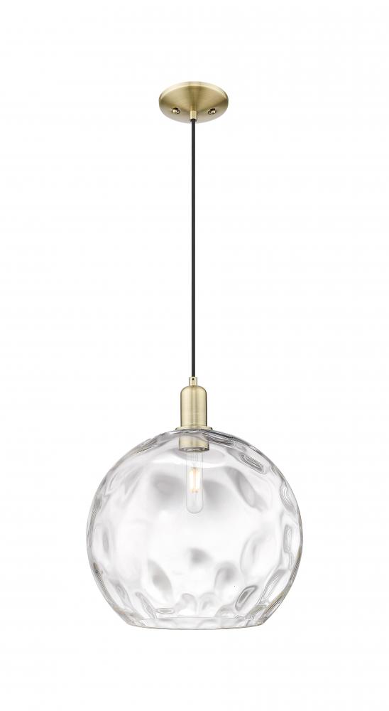 Athens Water Glass - 1 Light - 13 inch - Antique Brass - Cord hung - Mini Pendant