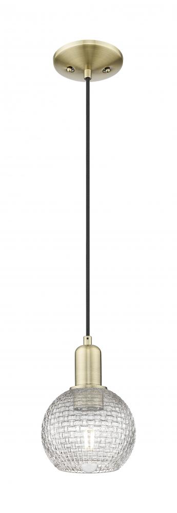 Athens - 1 Light - 6 inch - Antique Brass - Cord hung - Mini Pendant