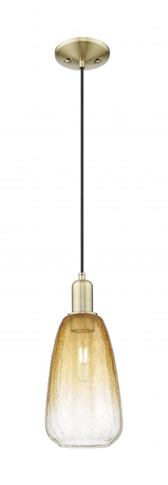 Brookhaven Almond - 1 Light - 6 inch - Antique Brass - Cord hung - Mini Pendant