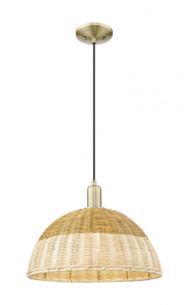 Natural Ballston Dome - 1 Light - 6 inch - Antique Brass - Cord hung - Mini Pendant