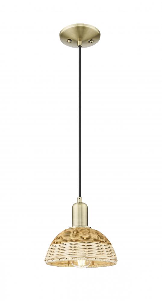 Natural Ballston Dome - 1 Light - 6 inch - Antique Brass - Cord hung - Mini Pendant
