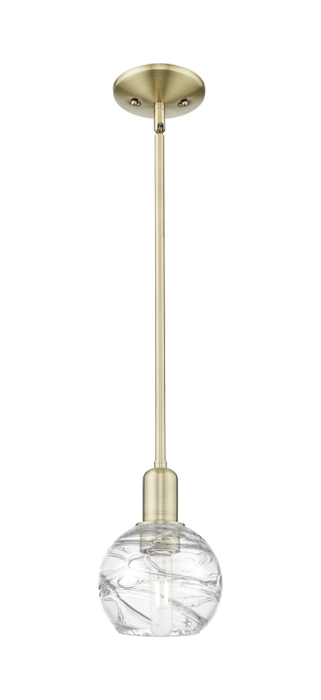 Athens Deco Swirl - 1 Light - 6 inch - Antique Brass - Mini Pendant
