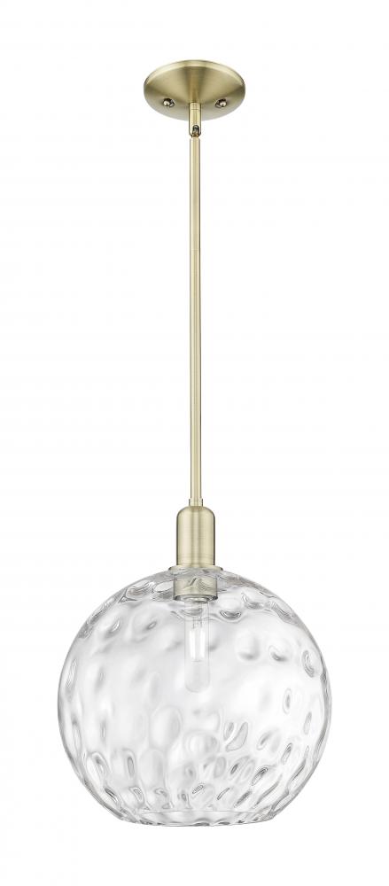 Athens Water Glass - 1 Light - 12 inch - Antique Brass - Stem hung - Mini Pendant