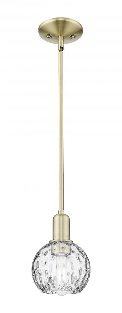 Athens Water Glass - 1 Light - 6 inch - Antique Brass - Stem hung - Mini Pendant
