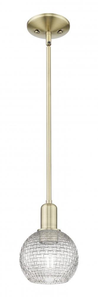 Athens - 1 Light - 6 inch - Antique Brass - Stem hung - Mini Pendant