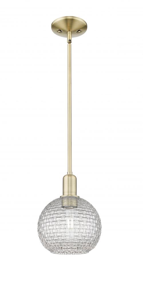 Athens - 1 Light - 8 inch - Antique Brass - Stem hung - Mini Pendant