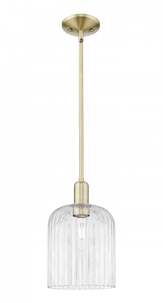 Bridal Veil - 1 Light - 8 inch - Antique Brass - Mini Pendant
