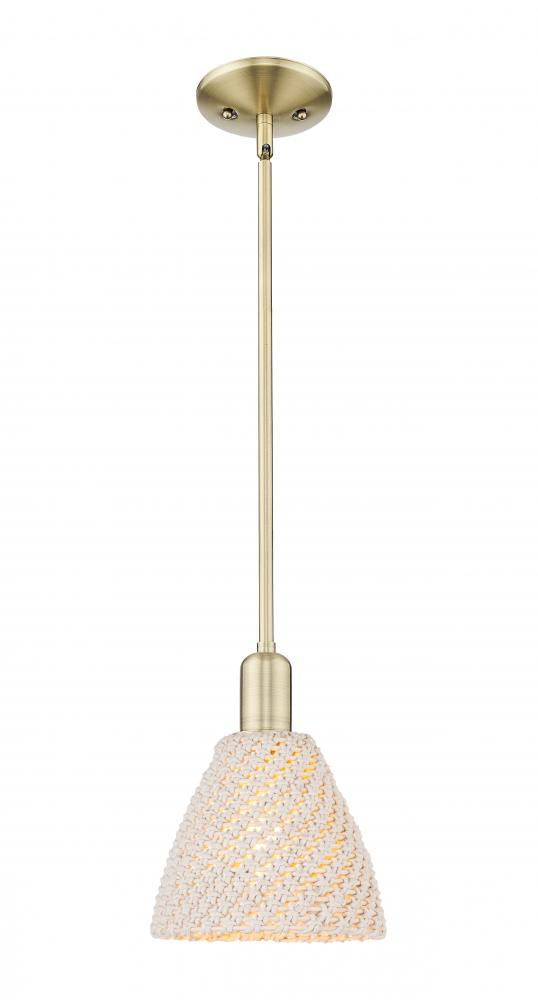 Bristol Natural - 1 Light - 6 inch - Antique Brass - Mini Pendant