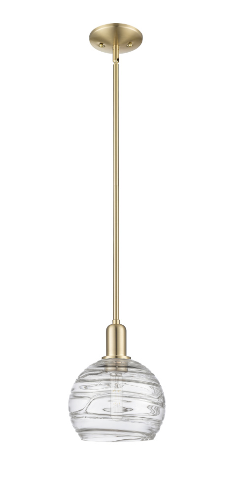 Athens Deco Swirl - 1 Light - 8 inch - Champagne Bronze - Stem hung - Mini Pendant