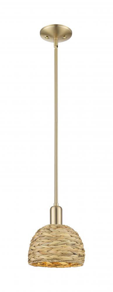 Woven Rattan - 1 Light - 8 inch - Champagne Bronze - Stem hung - Mini Pendant