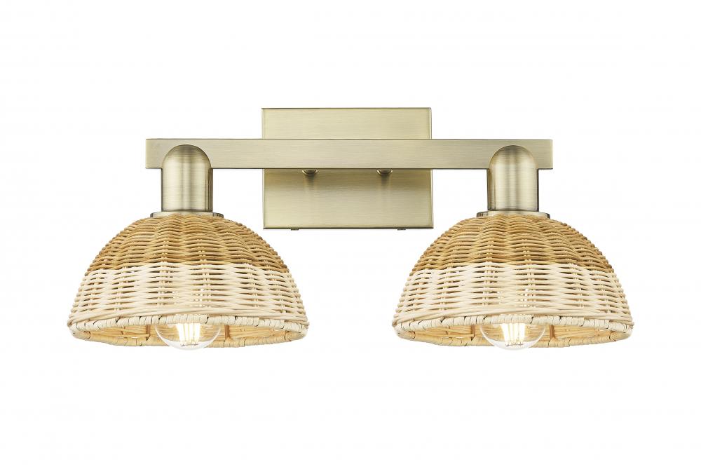 Natural Ballston Dome - 2 Light - 16 inch - Antique Brass - Bath Vanity Light
