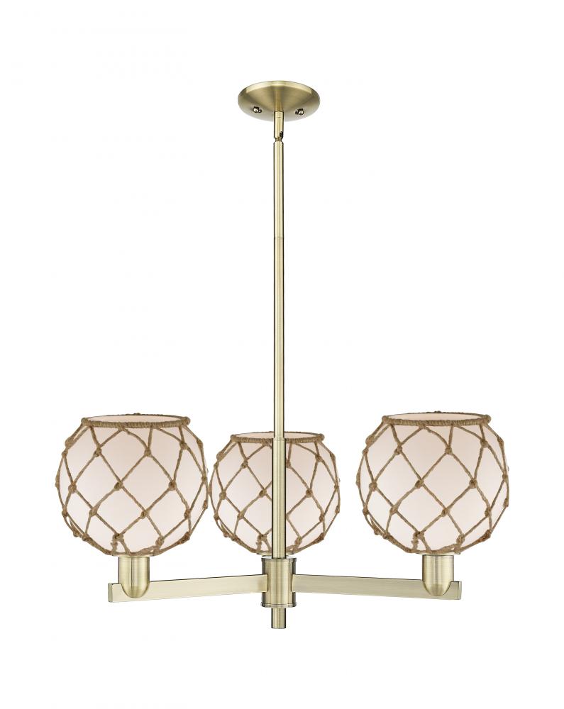 Farmhouse Rope - 3 Light - 30 inch - Antique Brass - Stem hung - Pendant