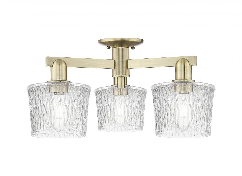Niagara - 3 Light - 24 inch - Antique Brass - Semi-Flush Mount