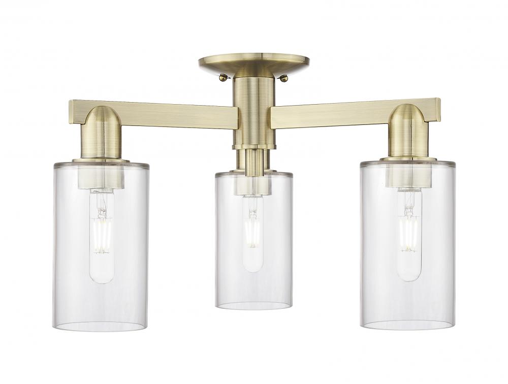 Clymer - 3 Light - 21 inch - Antique Brass - Semi-Flush Mount