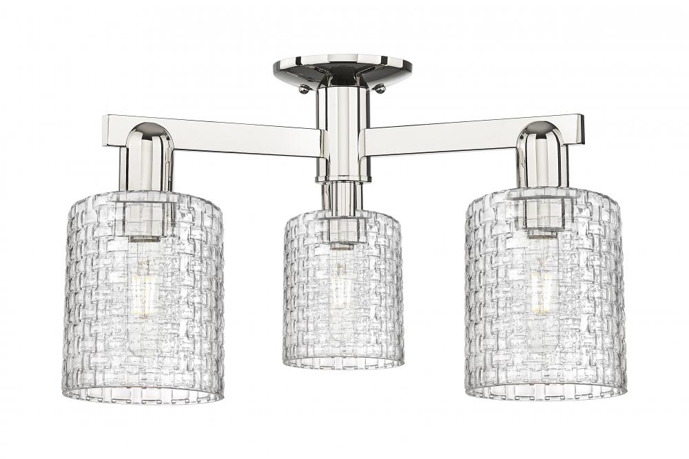 Cobbleskill - 3 Light - 23 inch - Polished Nickel - Semi-Flush Mount