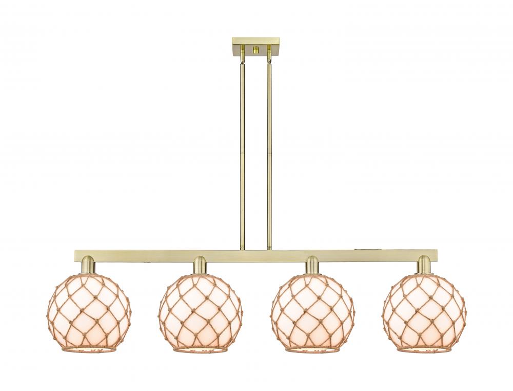 Farmhouse Rope - 4 Light - 53 inch - Antique Brass - Stem hung - Island Light