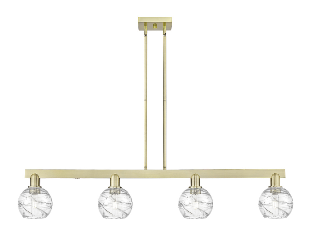 Athens Deco Swirl - 4 Light - 48 inch - Antique Brass - Stem hung - Island Light
