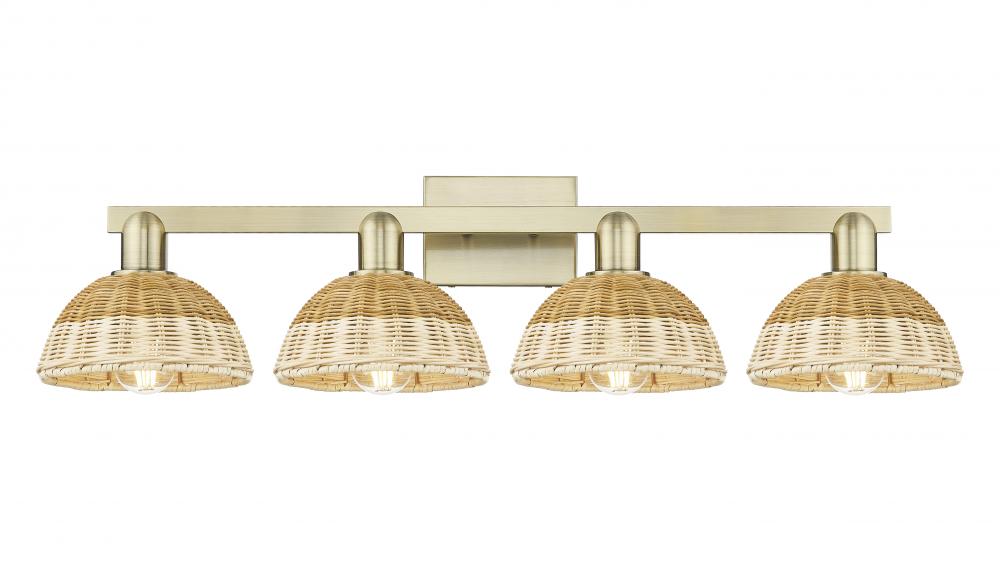 Natural Ballston Dome - 4 Light - 36 inch - Antique Brass - Bath Vanity Light