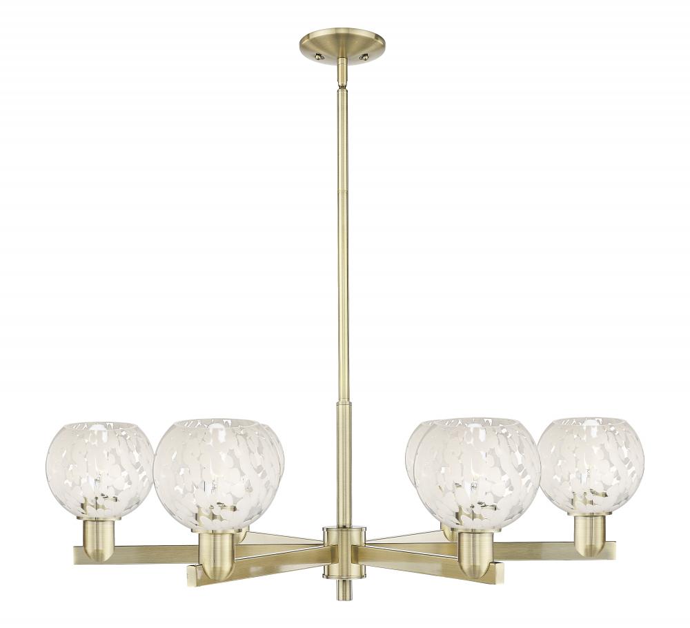 White Mouchette - 6 Light - 36 inch - Antique Brass - Stem hung - Chandelier