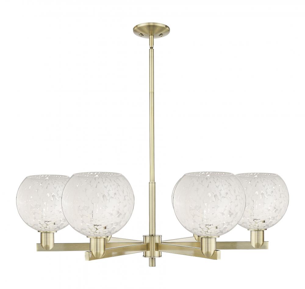 White Mouchette - 6 Light - 38 inch - Antique Brass - Stem hung - Chandelier