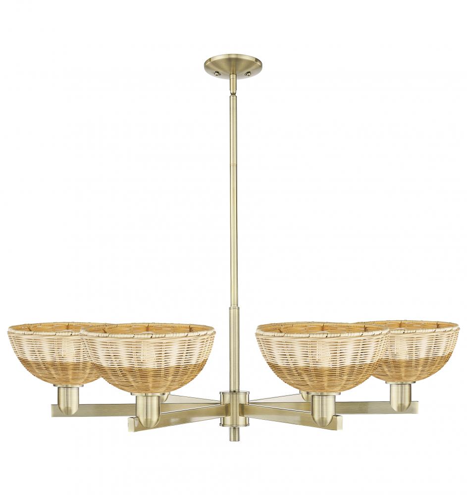 Bristol Natural II - 6 Light - 39 inch - Antique Brass - Stem hung - Chandelier