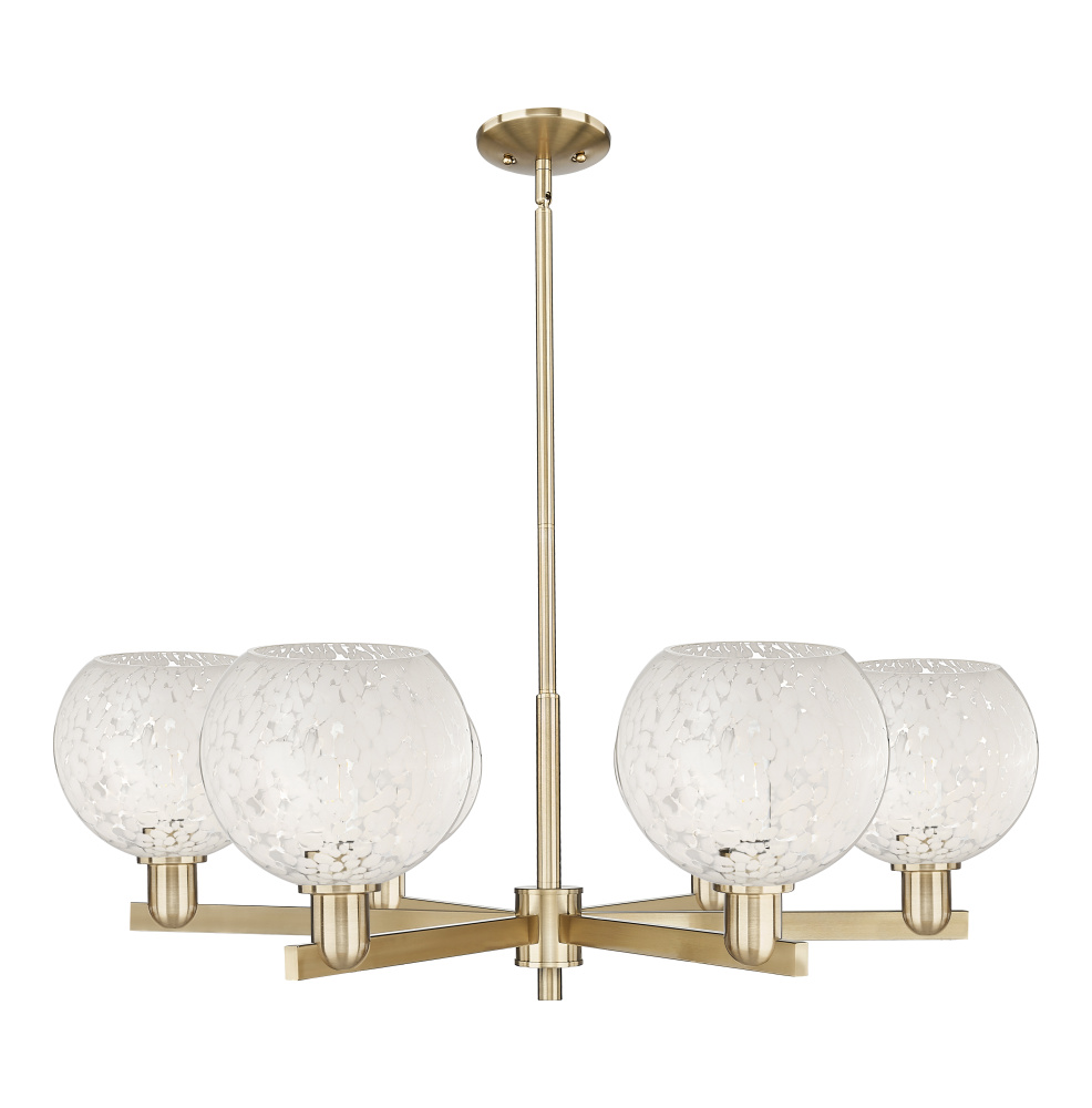 White Mouchette - 6 Light - 38 inch - Champagne Bronze - Stem hung - Chandelier