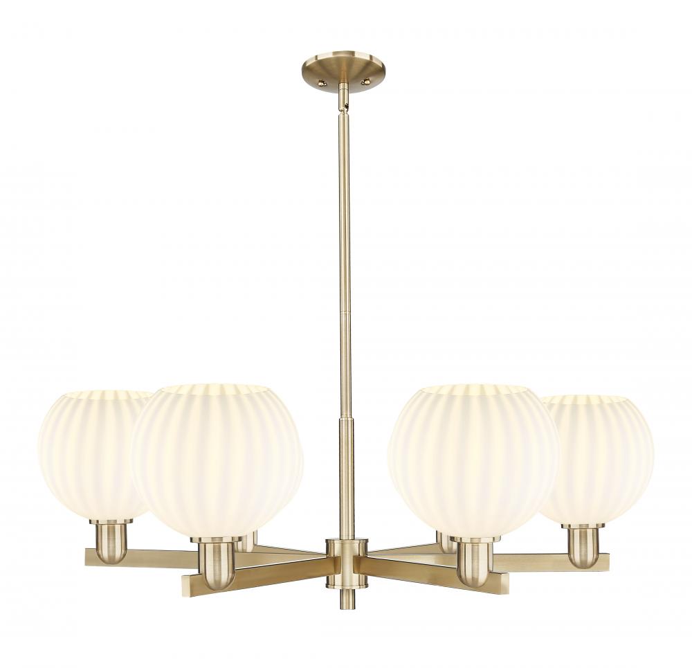 White Venetian - 6 Light - 38 inch - Champagne Bronze - Stem hung - Chandelier