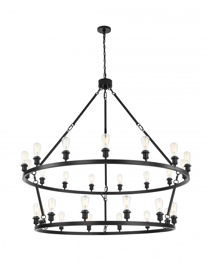Saloon - 27 Light - 50 inch - Matte Black - Chain Hung - Chandelier
